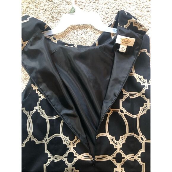 Talbots Women’s Elegant Black and Tan Pattern Tank Dress Size 16 - Picture 3 of 6